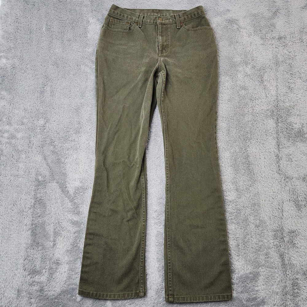 Jeanology Collection Jeans Womens 6 Green Bootcut Denim E0642 Olive Cotton